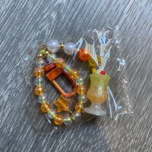 Yellow & Orange Beaded Ice Cream Float Keychain